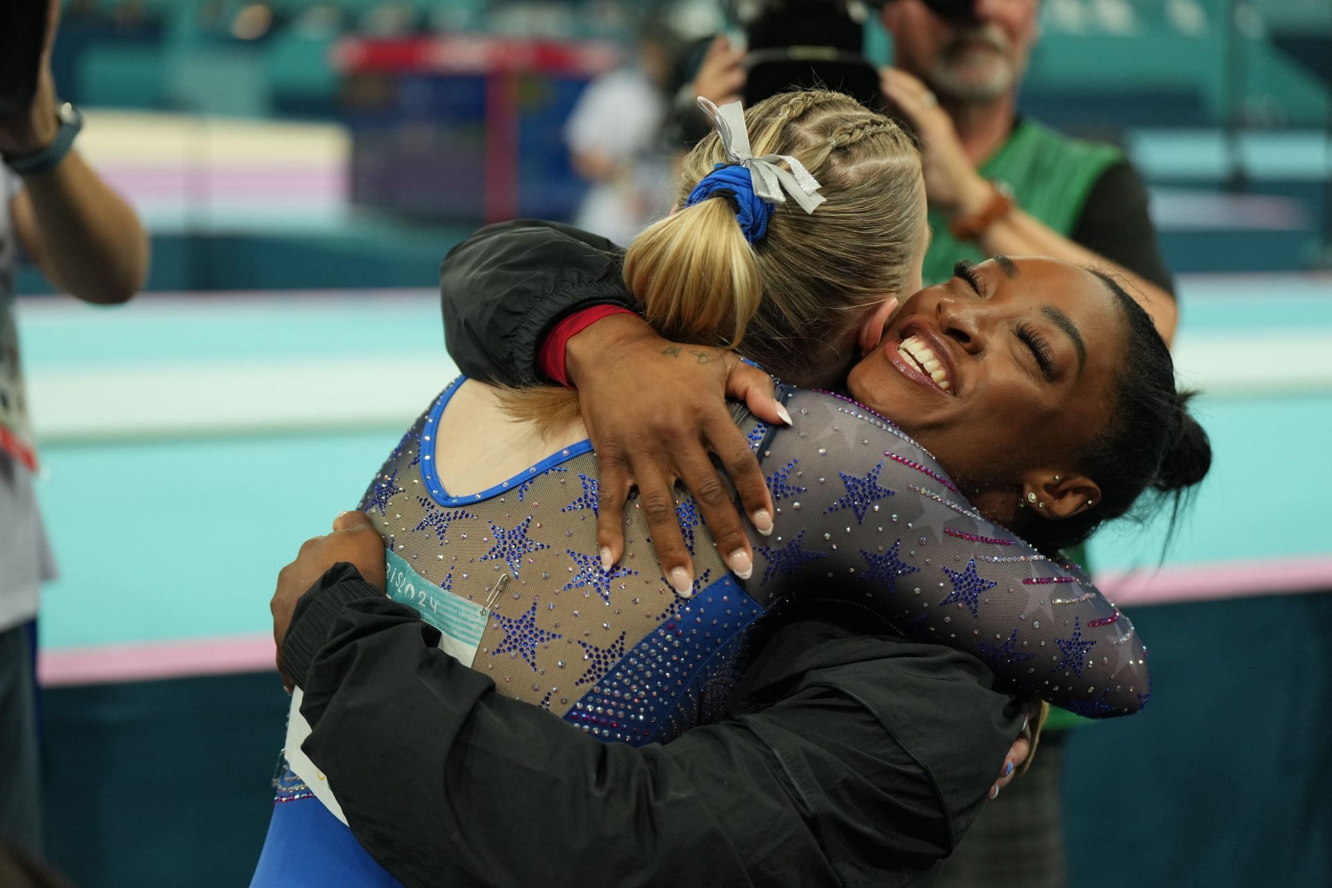 Jade Carey and Simone Biles at the 2024 Summer Olympics - Source: Getty
